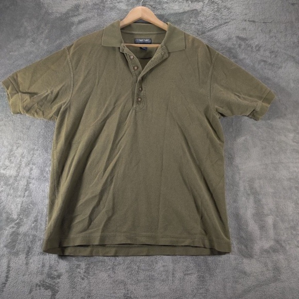 Structure Shirt Men's‎ Medium Green Authentic Polo Short Sleeve Basic Normcore